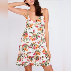 Bananamoon Tropical Watermelon Print Linen Blend Sleeveless Mini Dress M